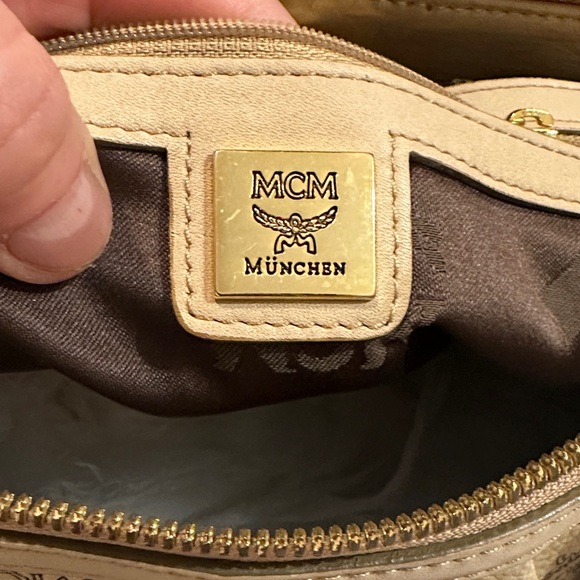 MCM Beige Logo Shoulder Bag - Picture 7 of 9